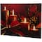 LED Lighted Glitter Striped Candles With Poinsettia & Bow Christmas Wall Art